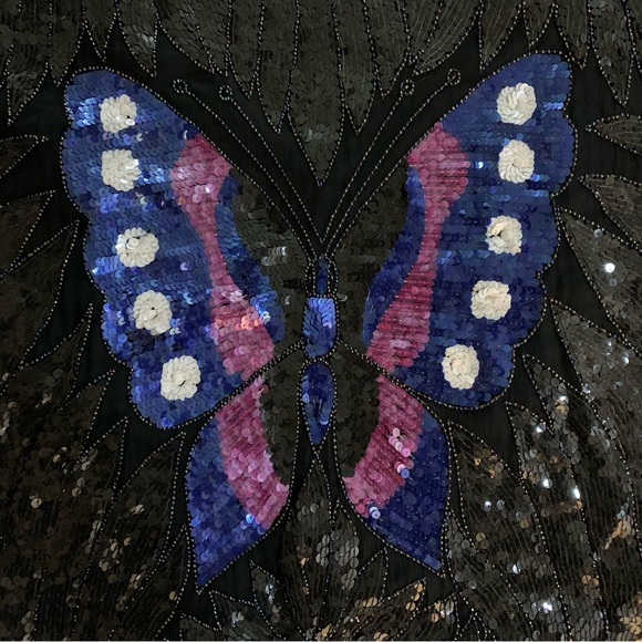 Loehmann’s Back Room sequined butterfly silk blouse - Picture 6 of 6